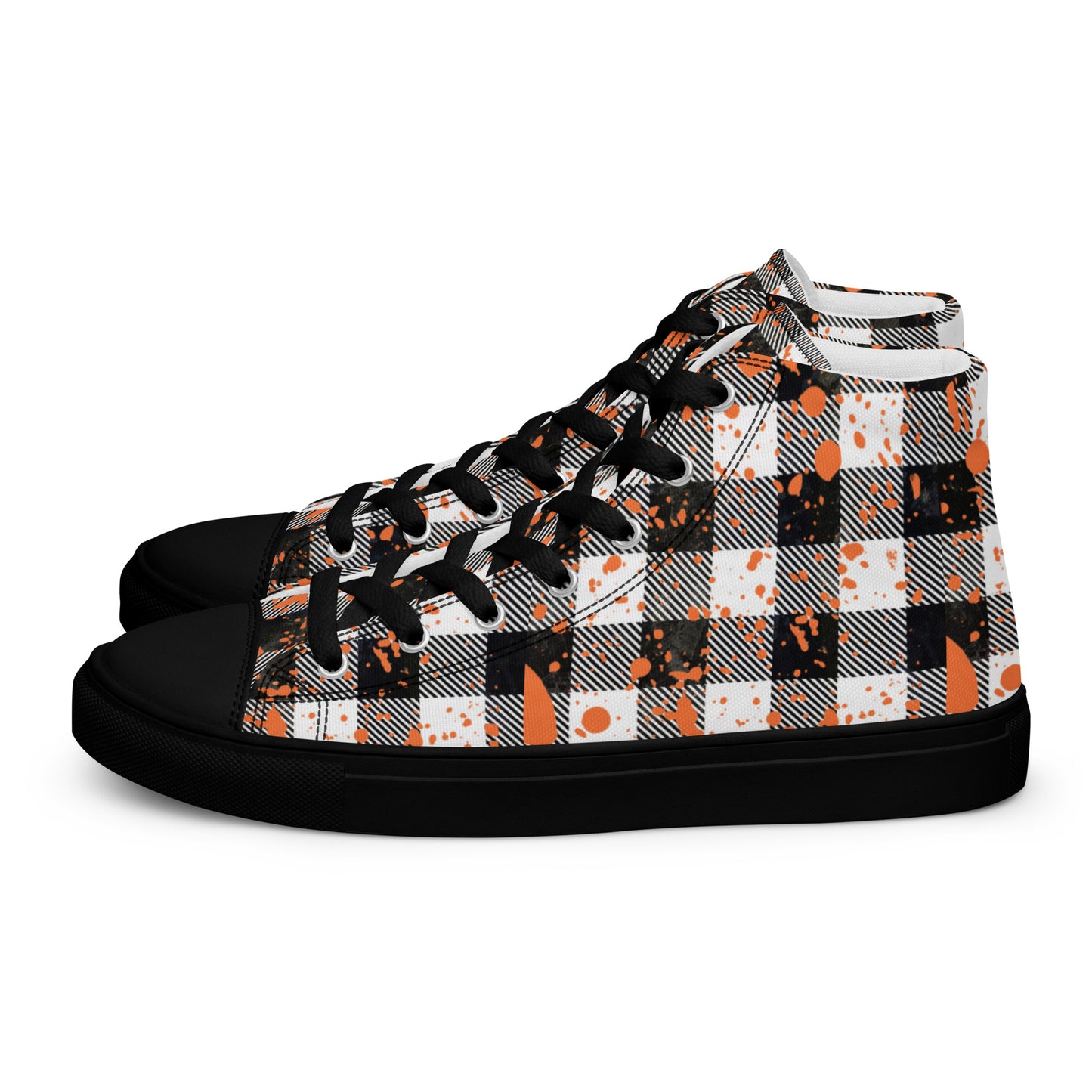 Checkered Men’s high top canvas shoes