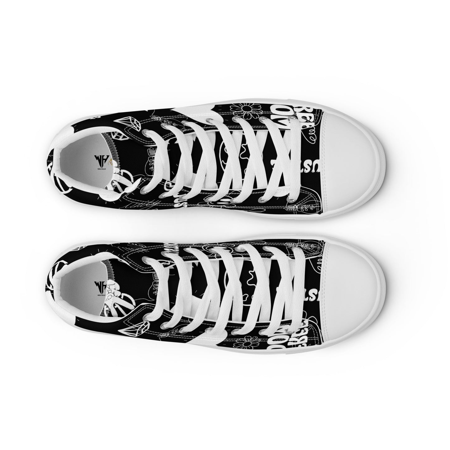 World Healer black Men’s high top canvas shoes