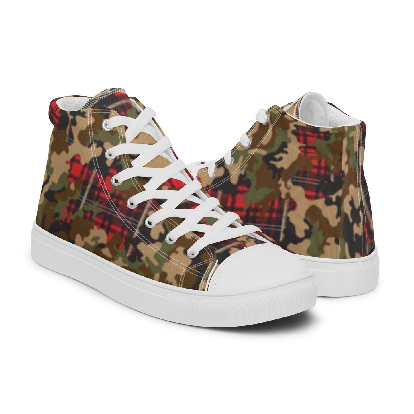 Flannel camo Men’s high top canvas shoes