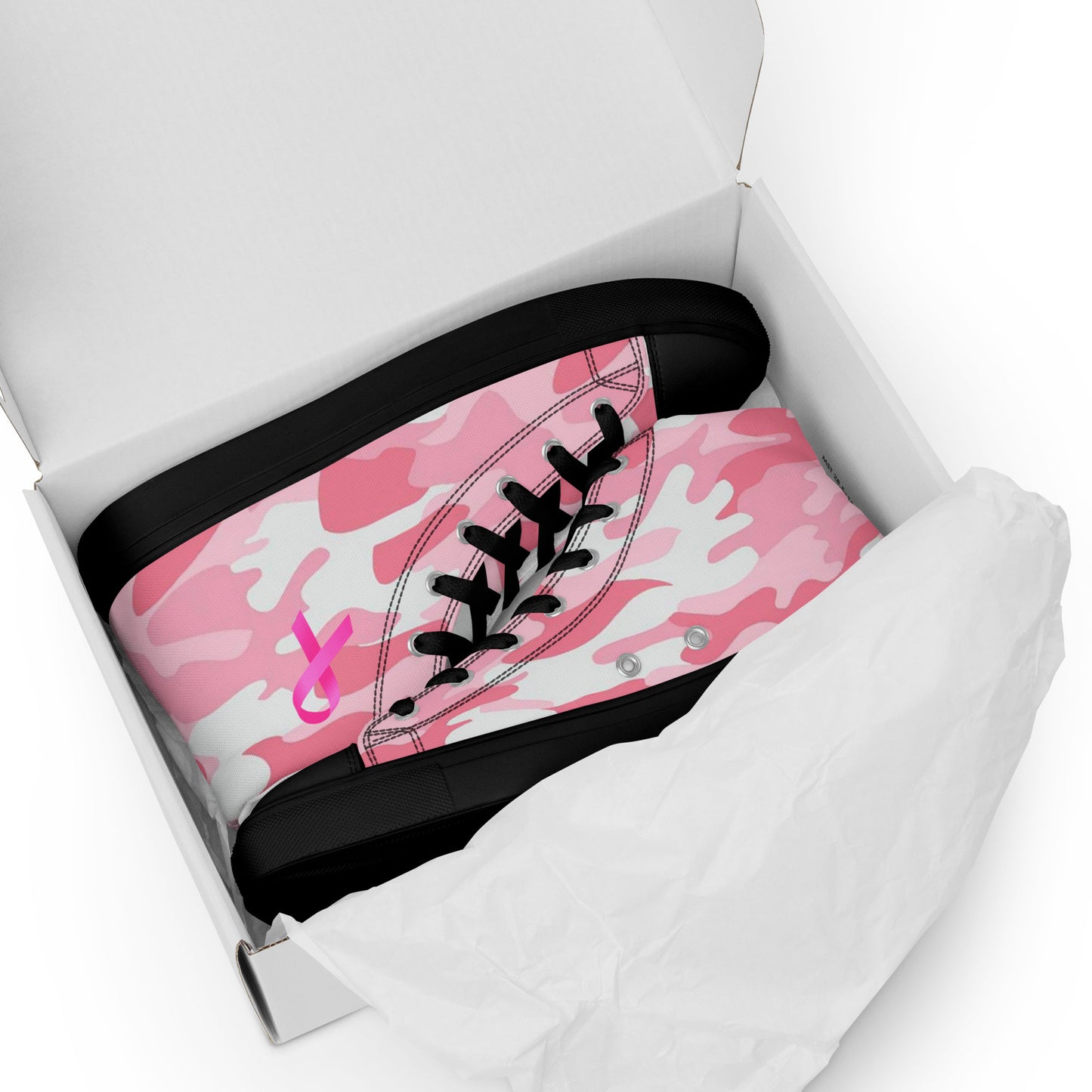 Fighters Pink October Women’s high top canvas shoes