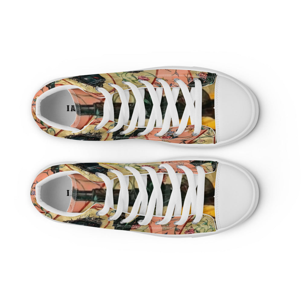 “ Joy is a Weapon “ Women’s high top canvas shoes