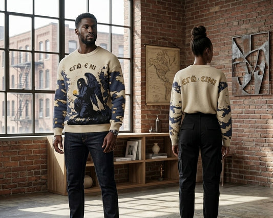 I AM ….. Relaxed fit knitted crew neck sweater