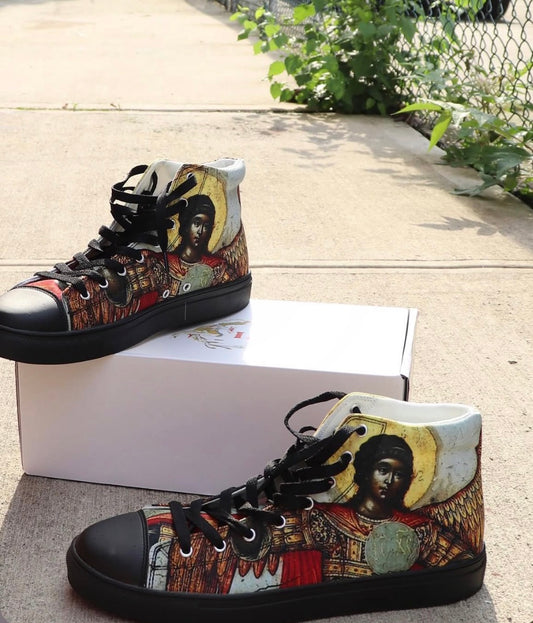 Divine Messenger Black Men’s high top canvas shoes