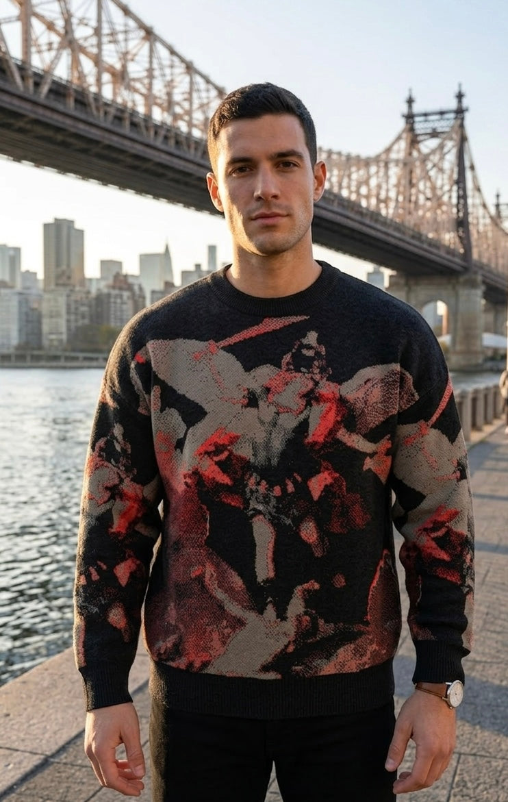 Power Relaxed fit knitted crew neck sweater