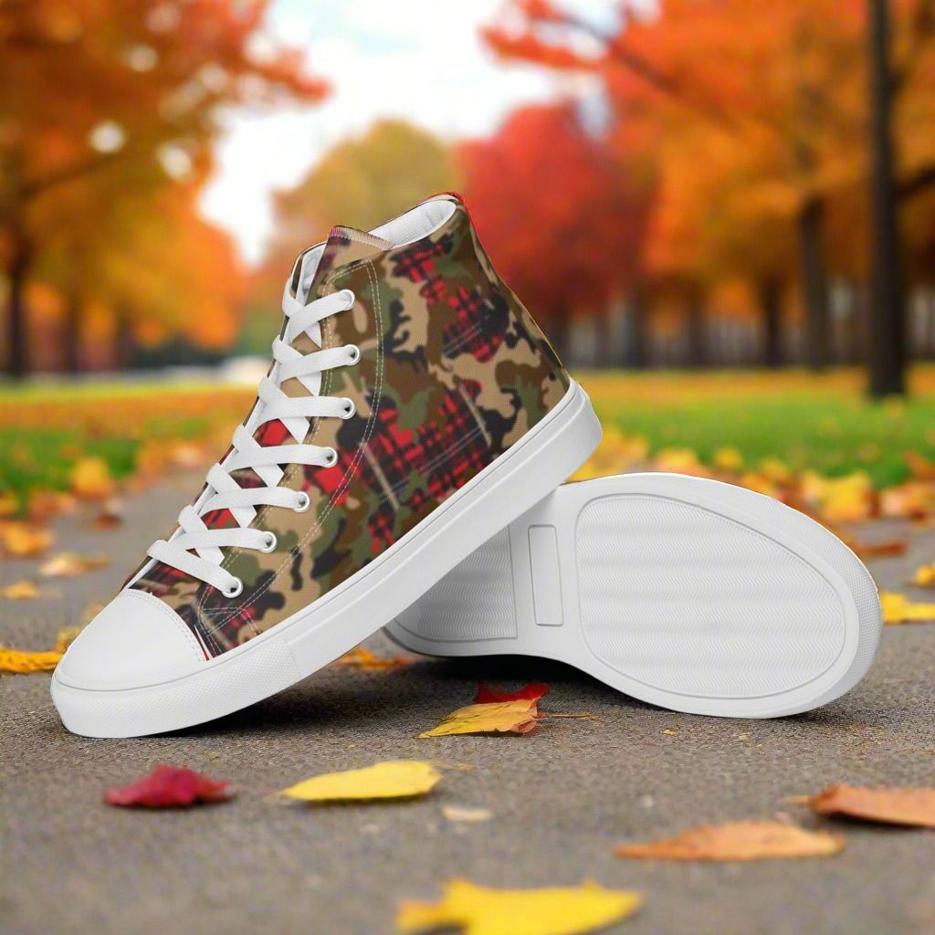Flannel camo Men’s high top canvas shoes