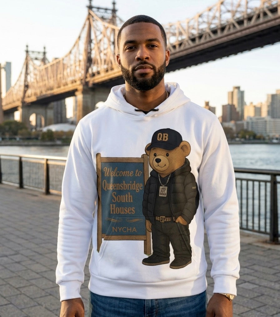 QB Bear White Unisex Hoodie