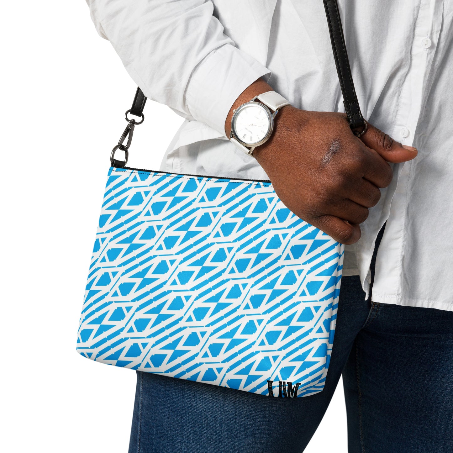 Light blue and white Crossbody bag