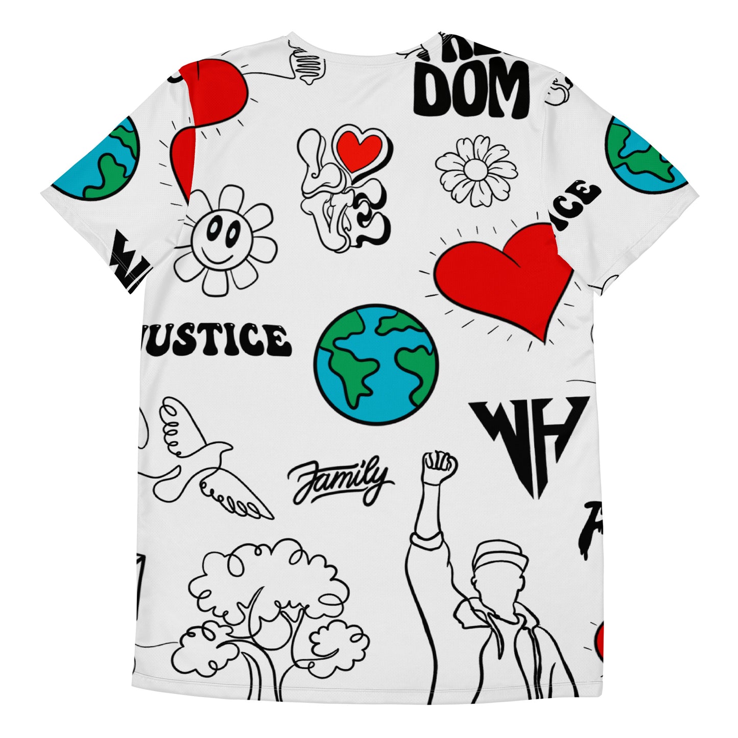 World Healer white All-Over Print Men's Athletic T-shirt