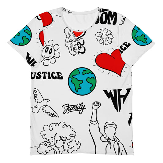 World Healer white All-Over Print Men's Athletic T-shirt