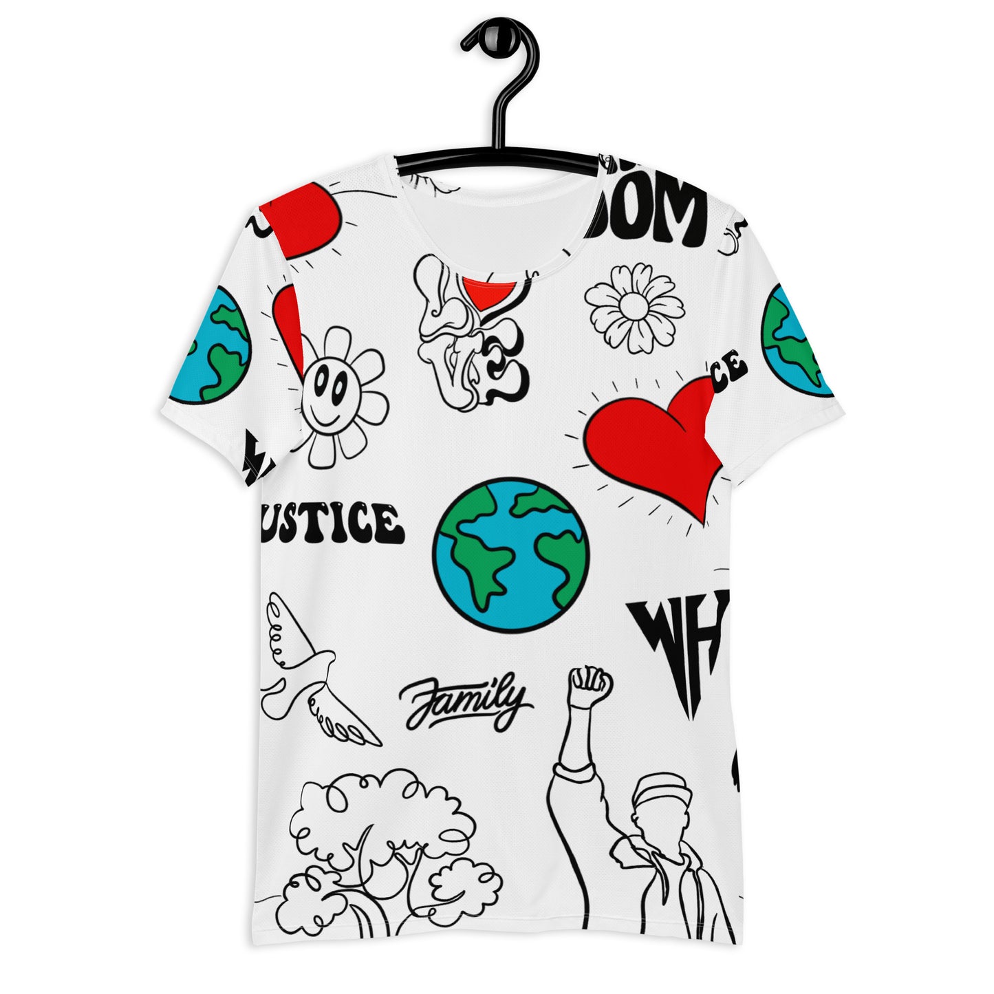 World Healer white All-Over Print Men's Athletic T-shirt