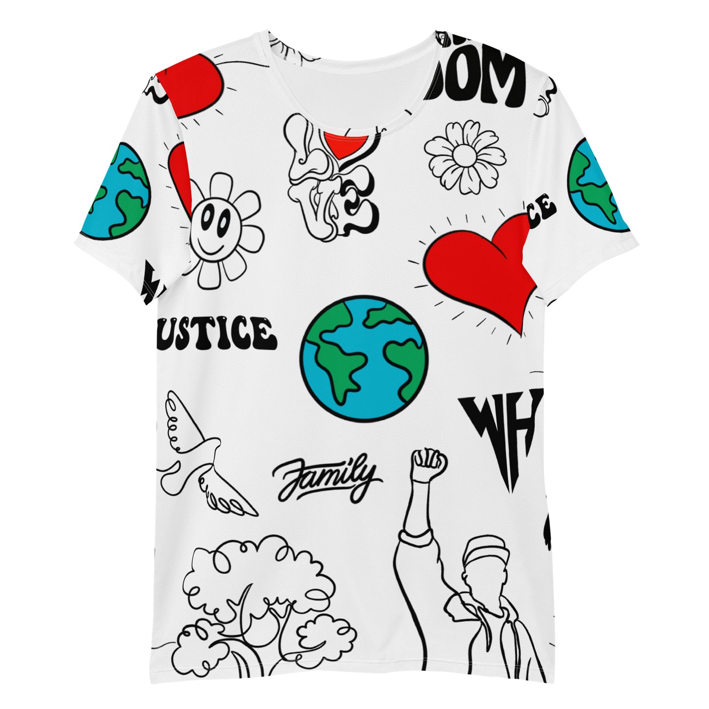 World Healer white All-Over Print Men's Athletic T-shirt