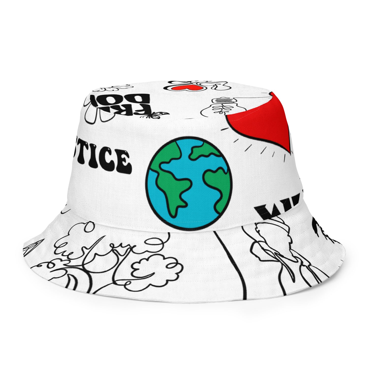 World Healer white Reversible bucket hat