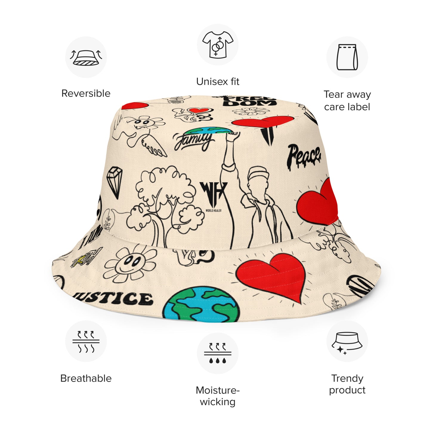 WH Cream Reversible bucket hat
