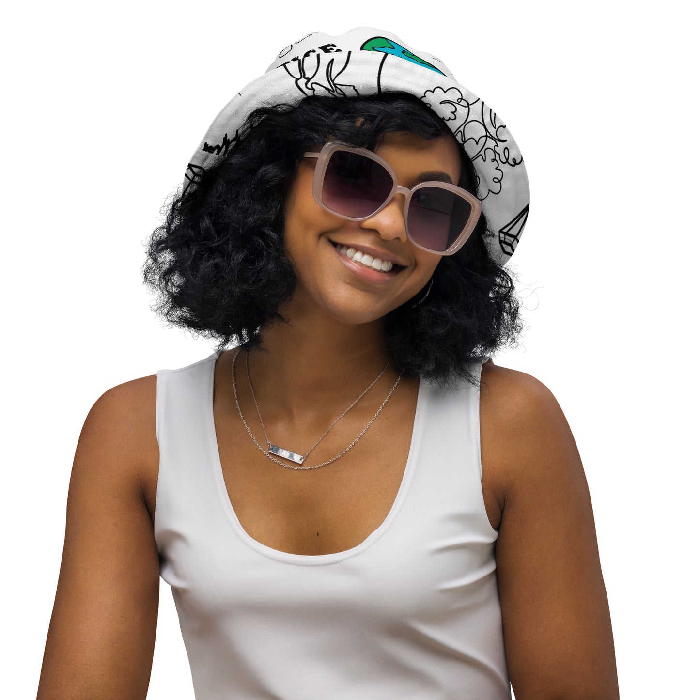 World Healer white Reversible bucket hat