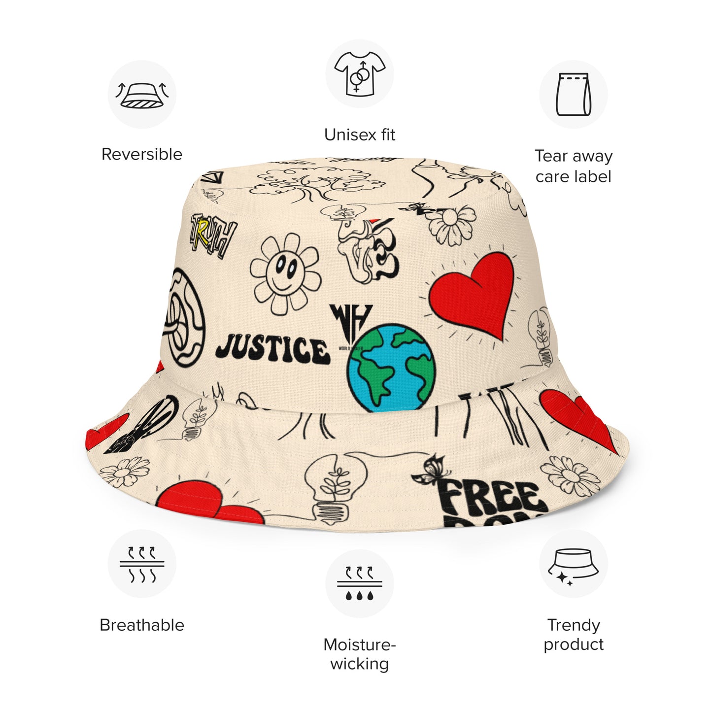 WH Cream Reversible bucket hat