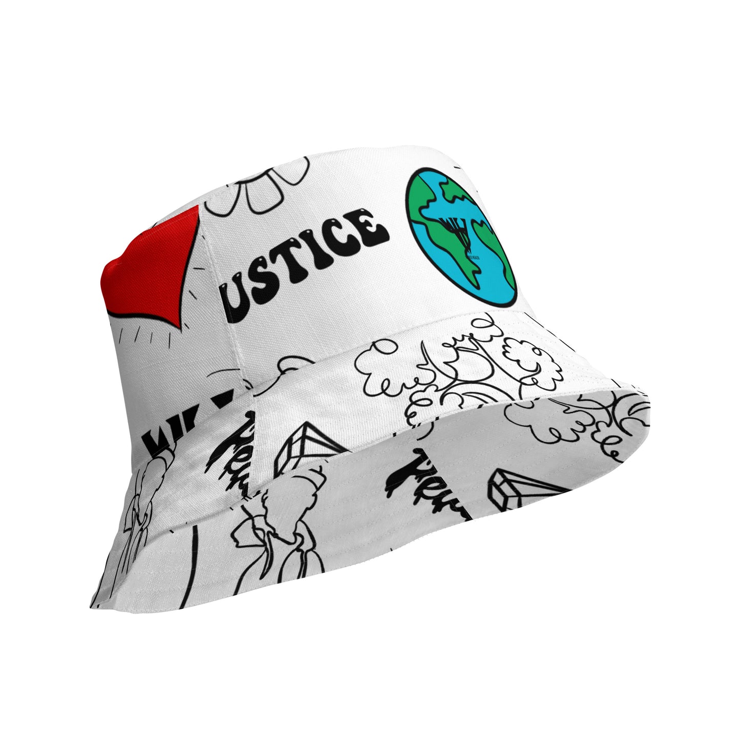 World Healer white Reversible bucket hat
