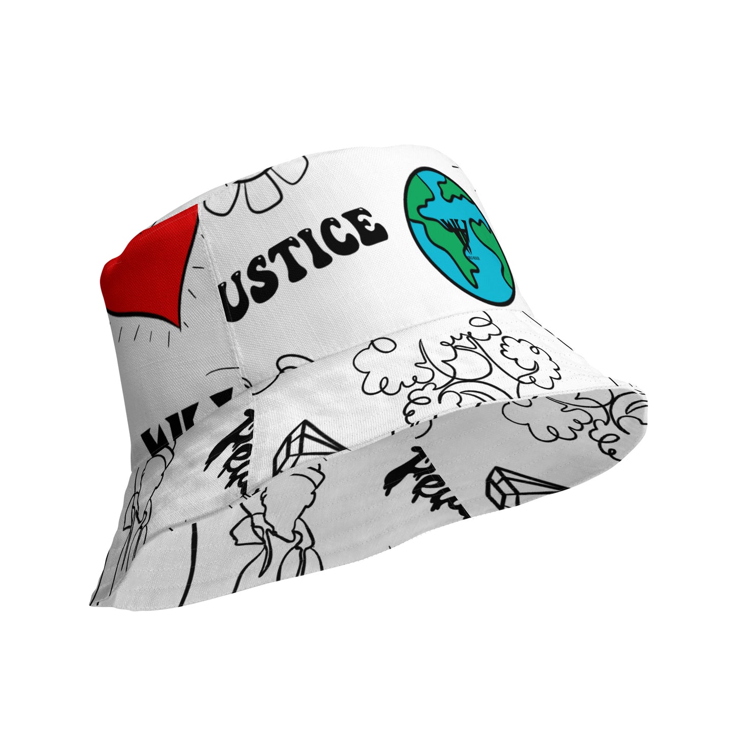 World Healer white Reversible bucket hat