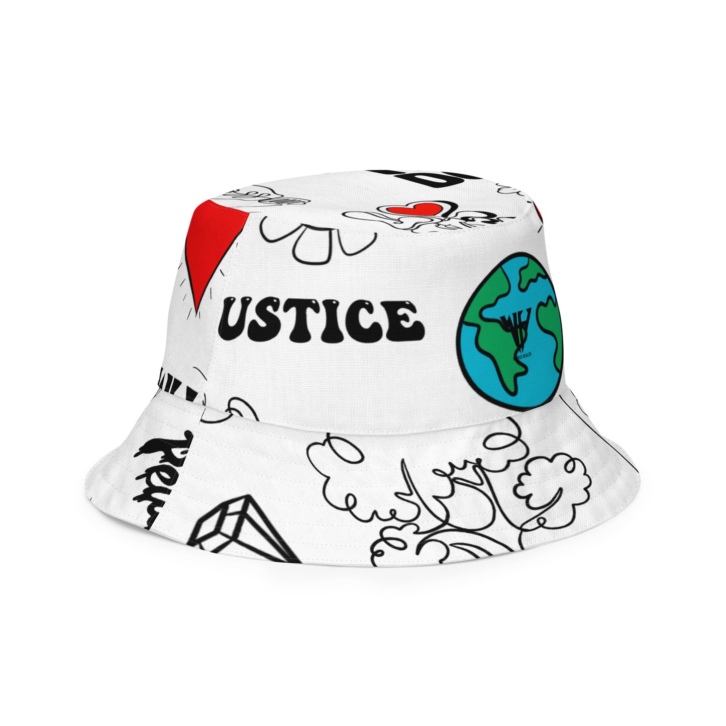 World Healer white Reversible bucket hat