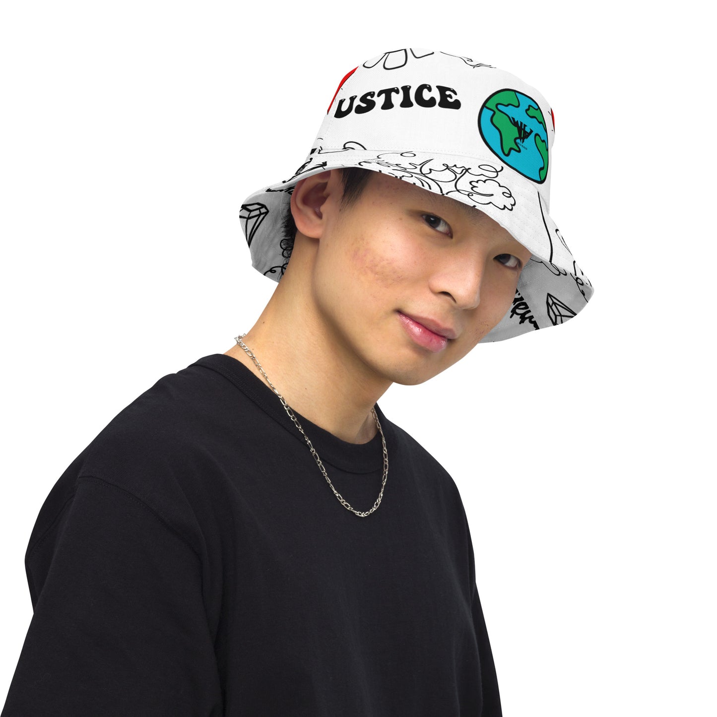 World Healer white Reversible bucket hat