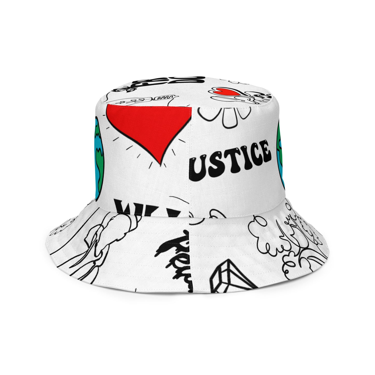 World Healer white Reversible bucket hat