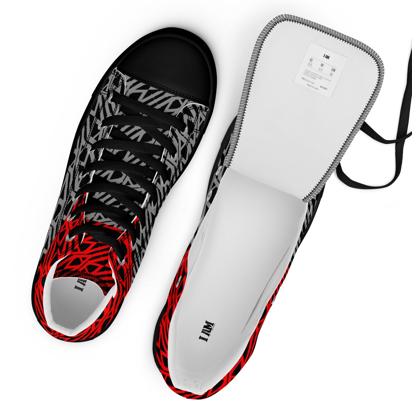 IAm Print Men’s high top canvas shoes