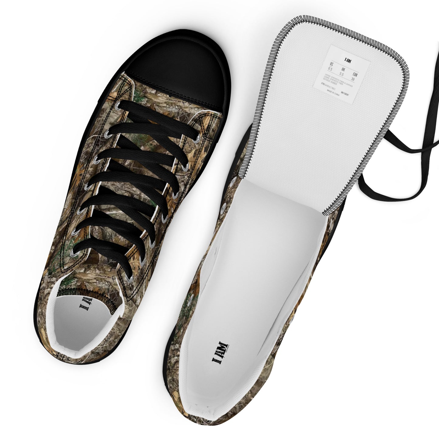 Camo Black Men’s high top canvas shoes