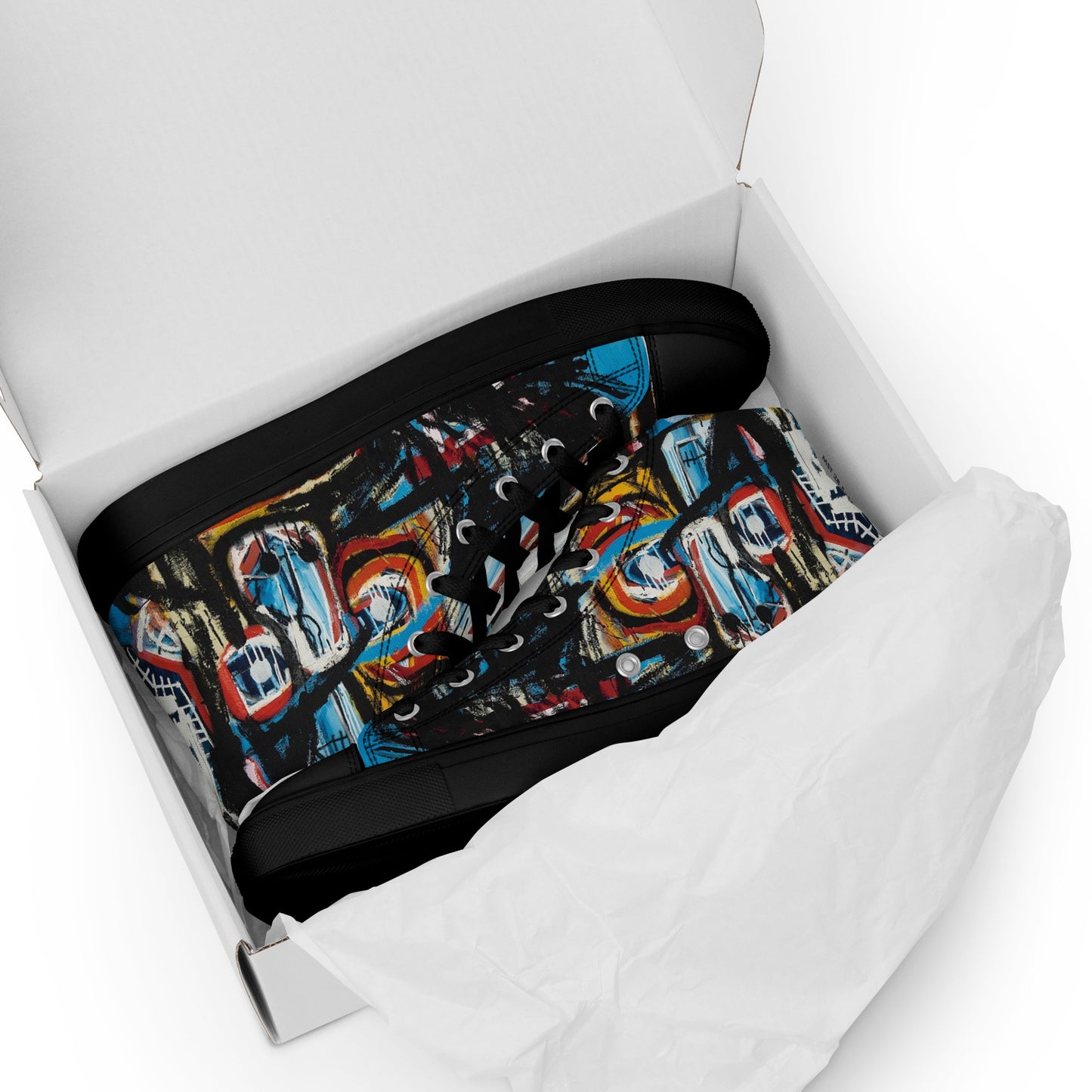 BAs Face Black sole Men’s high top canvas shoes