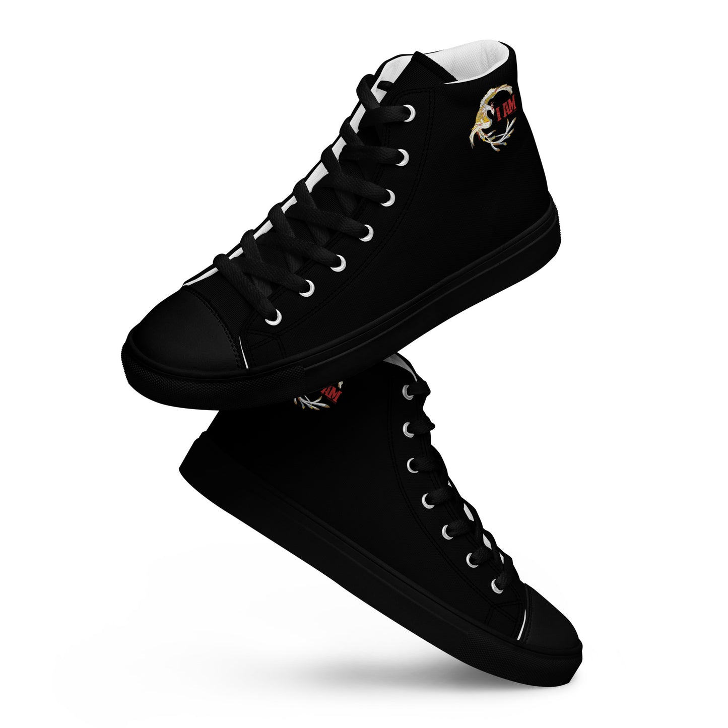 Black on Black IAM Men’s high top canvas shoes