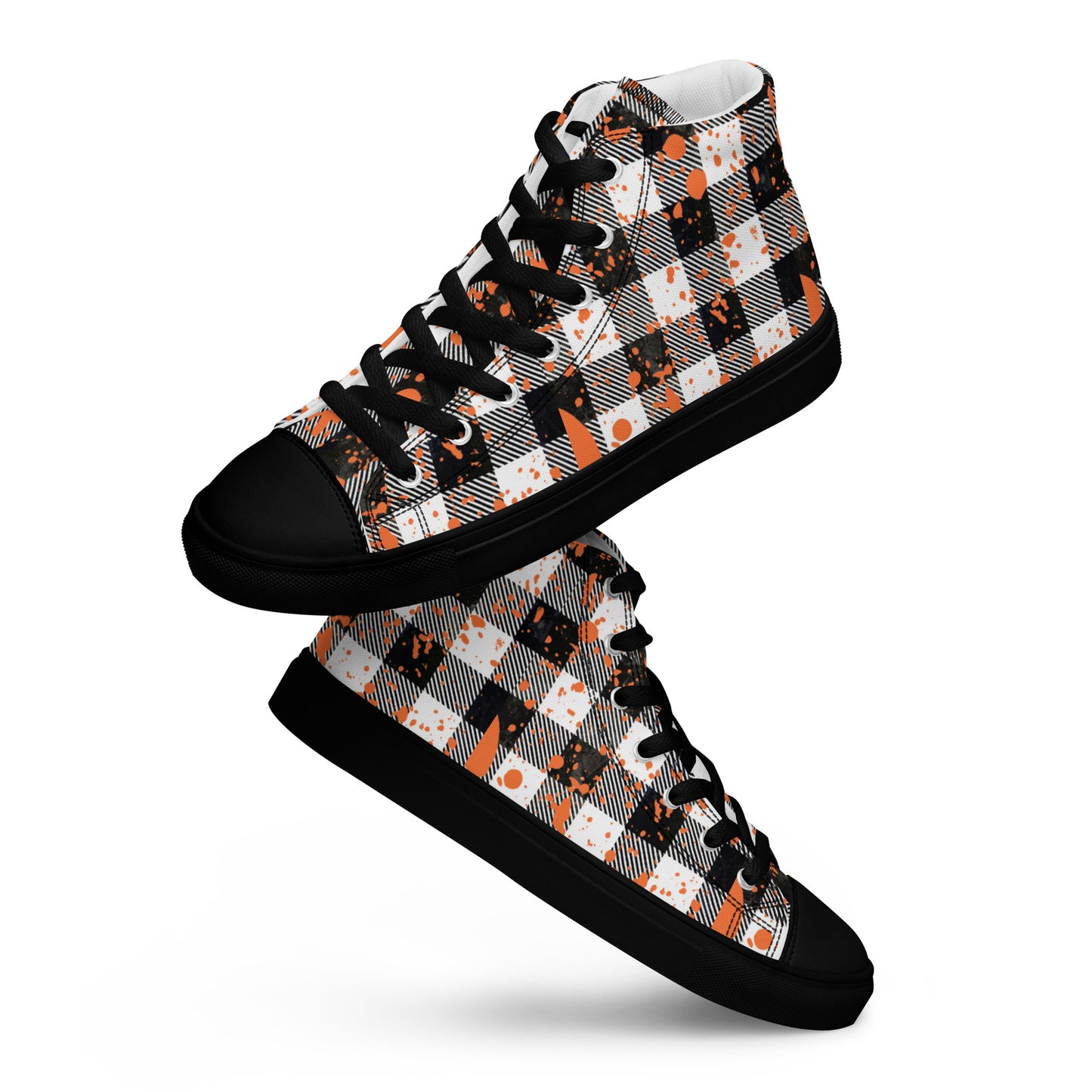 Checkered Men’s high top canvas shoes