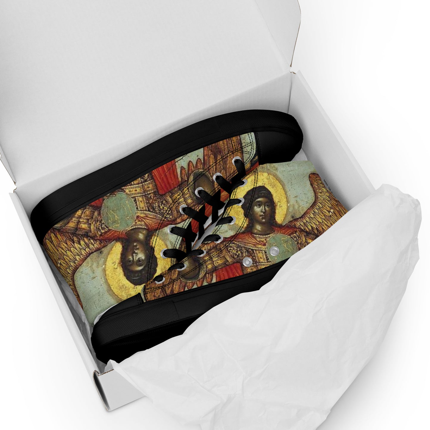 Divine Messenger Black Men’s high top canvas shoes