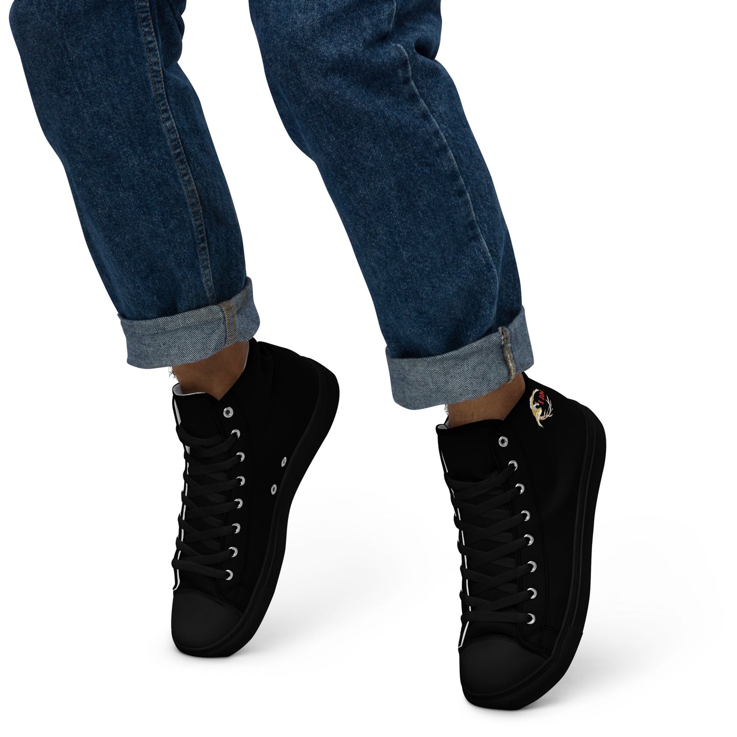 Black on Black IAM Men’s high top canvas shoes
