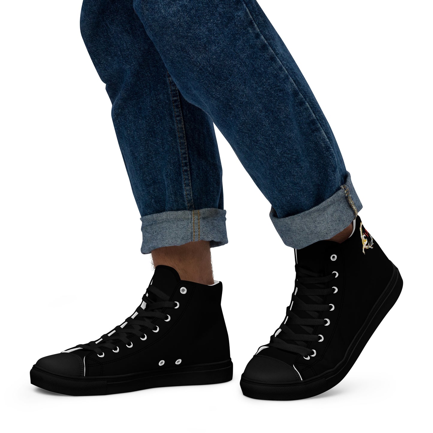 Black on Black IAM Men’s high top canvas shoes