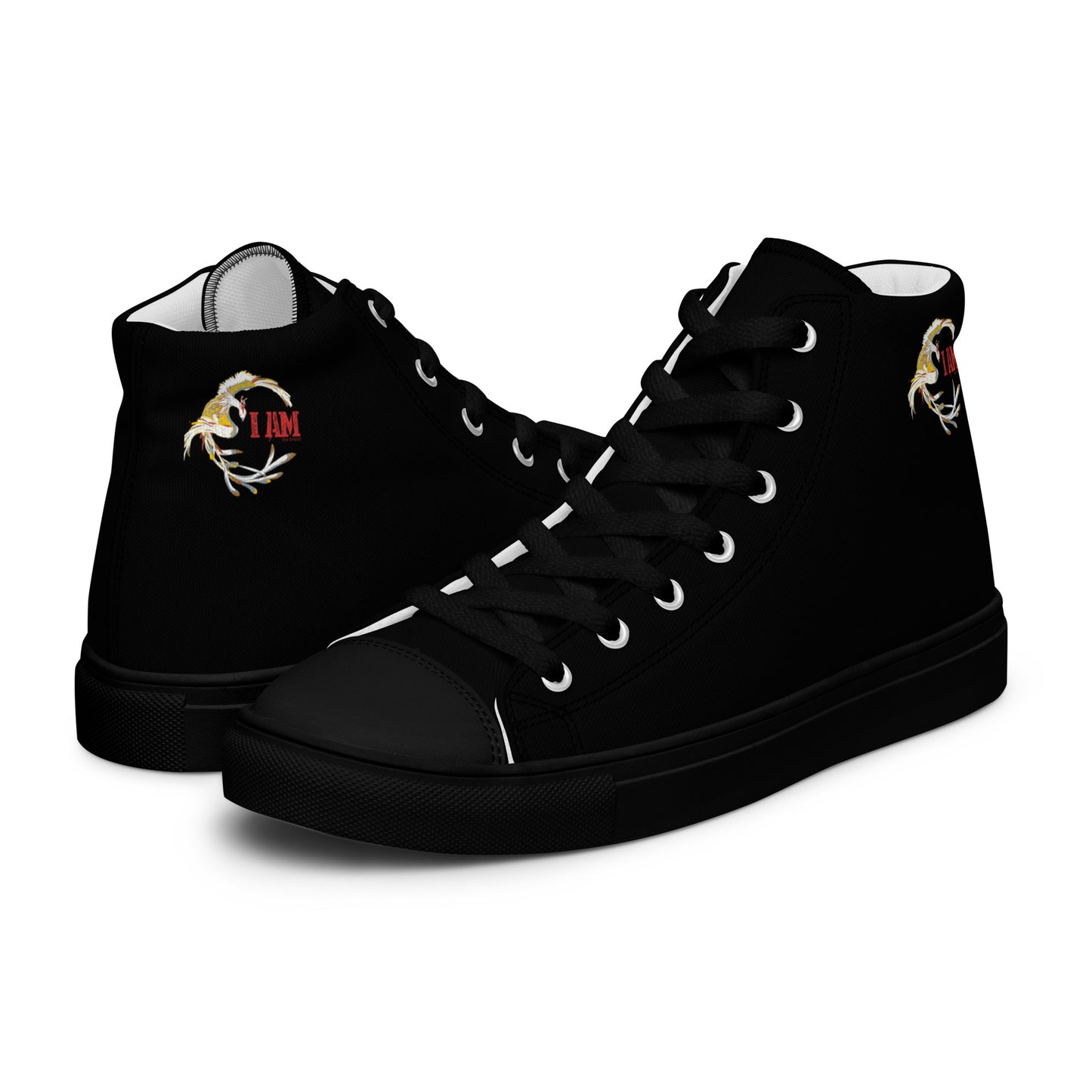 Black on Black IAM Men’s high top canvas shoes