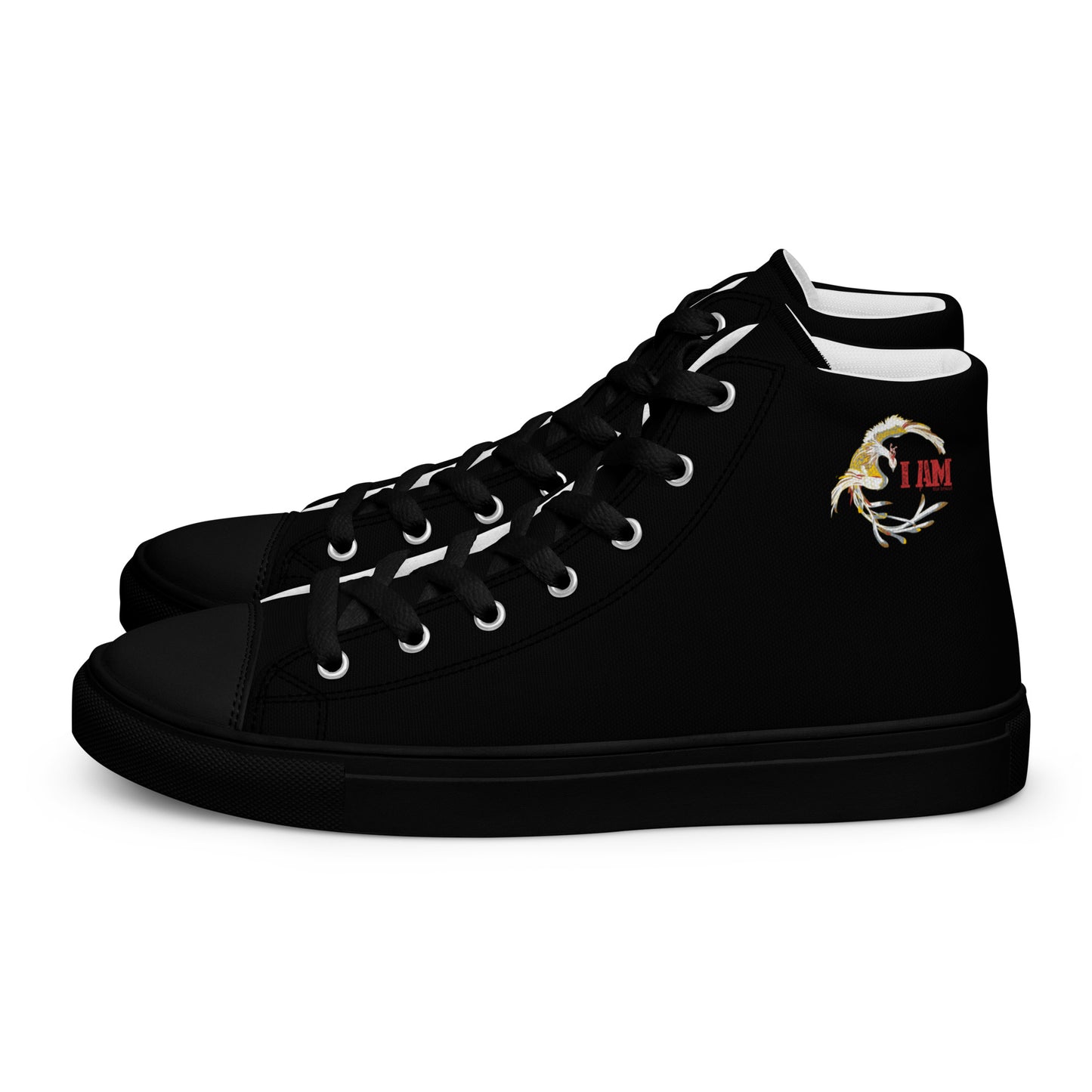 Black on Black IAM Men’s high top canvas shoes