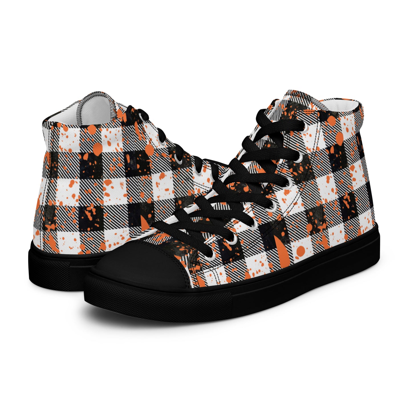 Checkered Men’s high top canvas shoes