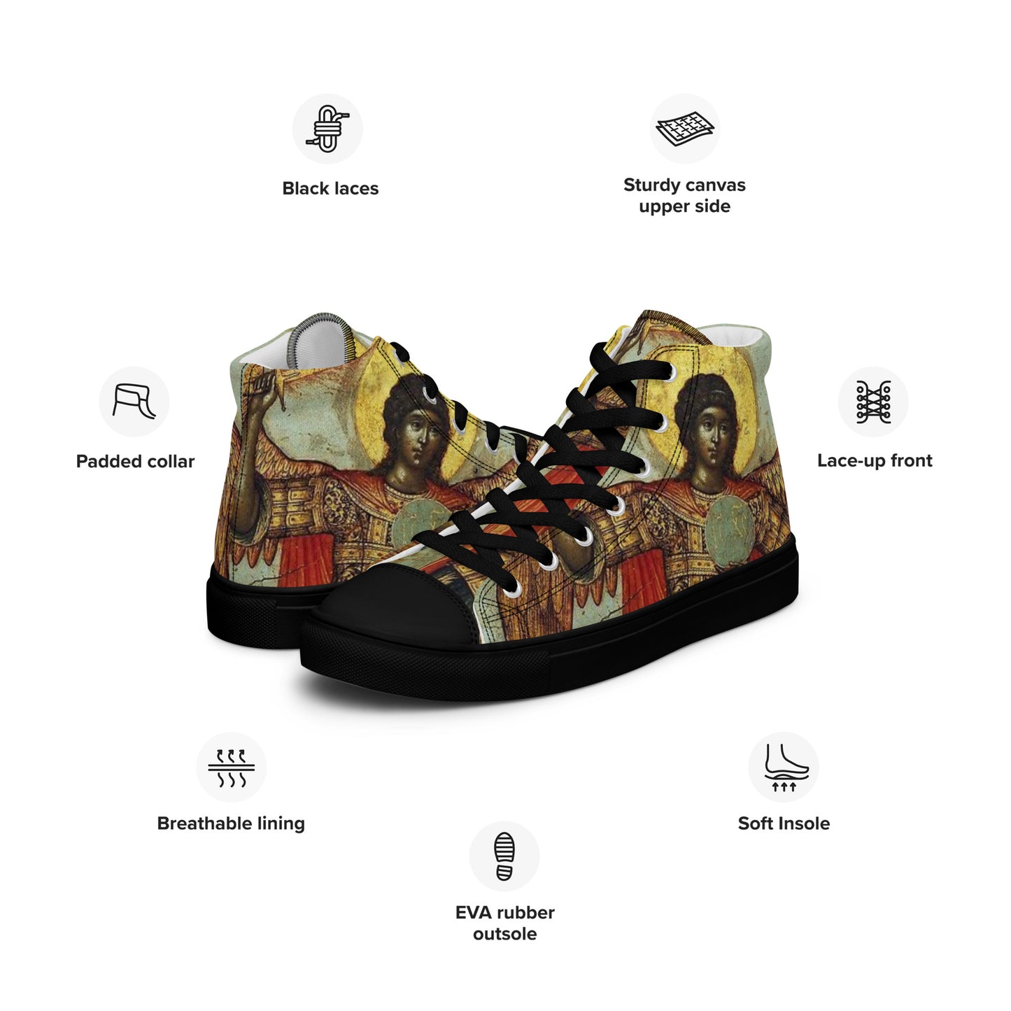 Divine Messenger Black Men’s high top canvas shoes
