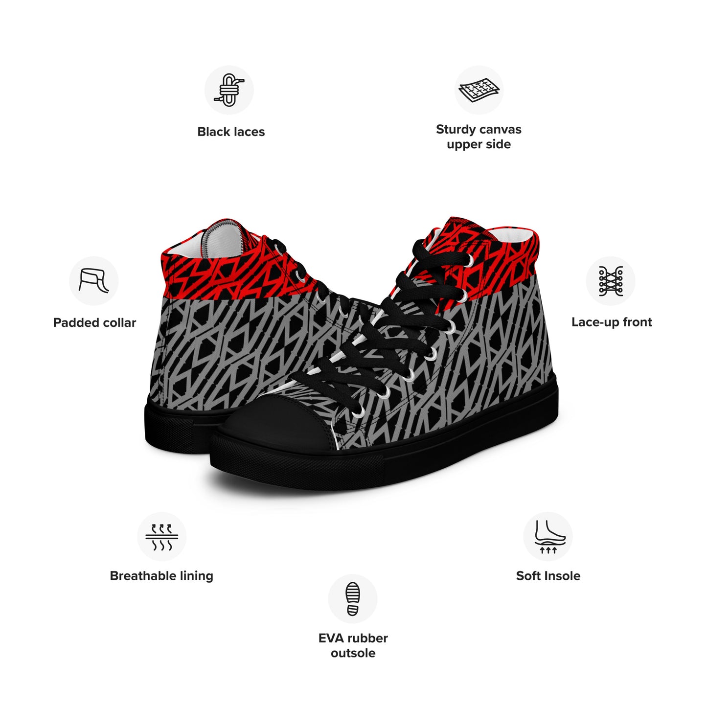IAm Print Men’s high top canvas shoes