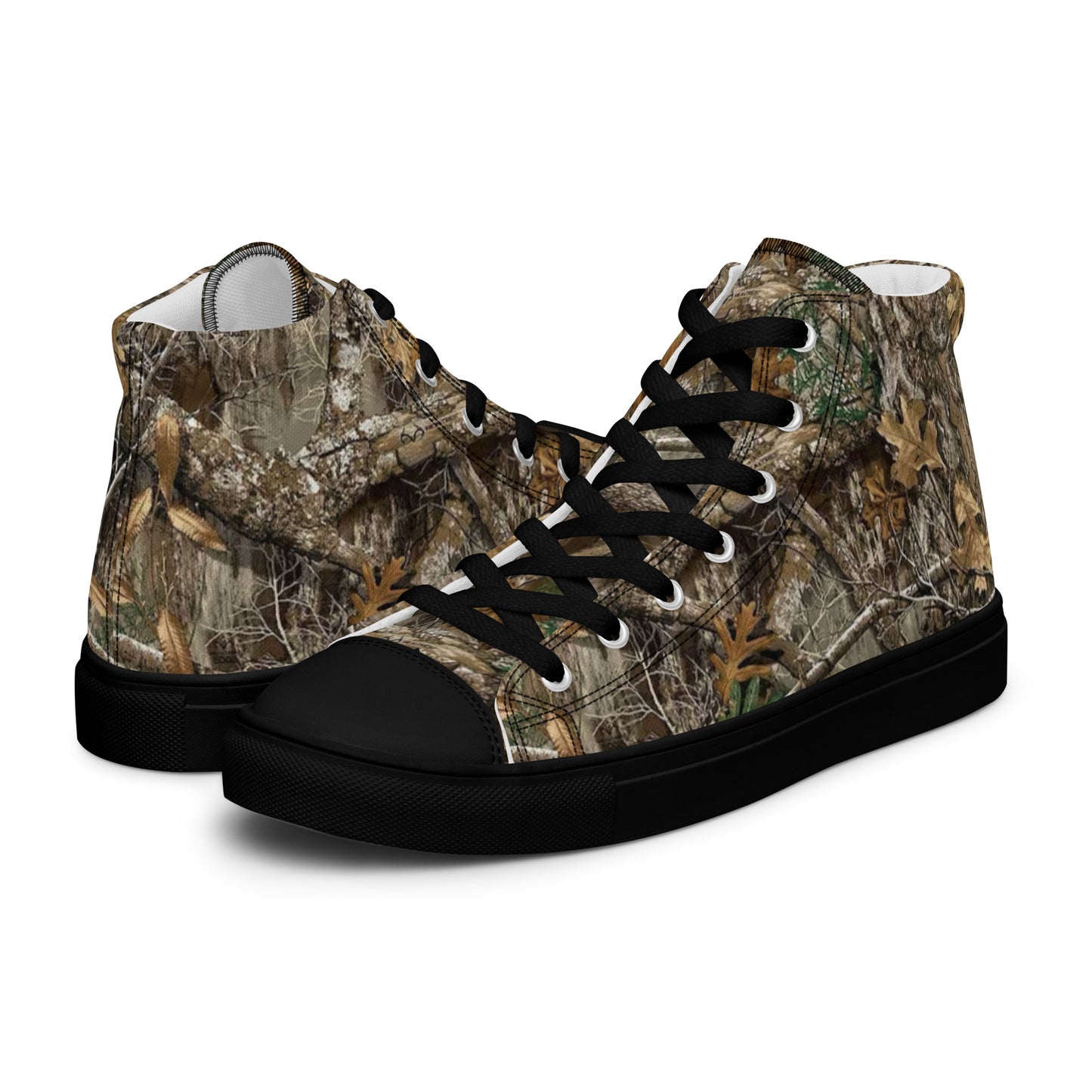 Camo Black Men’s high top canvas shoes