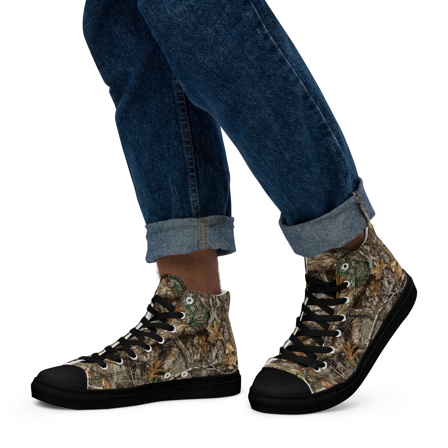 Camo Black Men’s high top canvas shoes