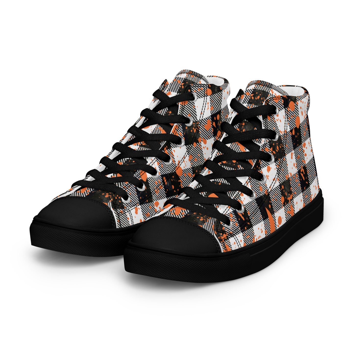 Checkered Men’s high top canvas shoes