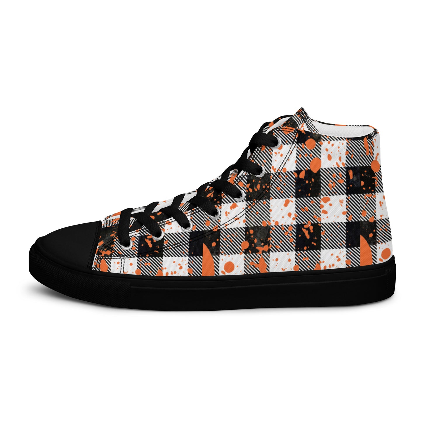Checkered Men’s high top canvas shoes