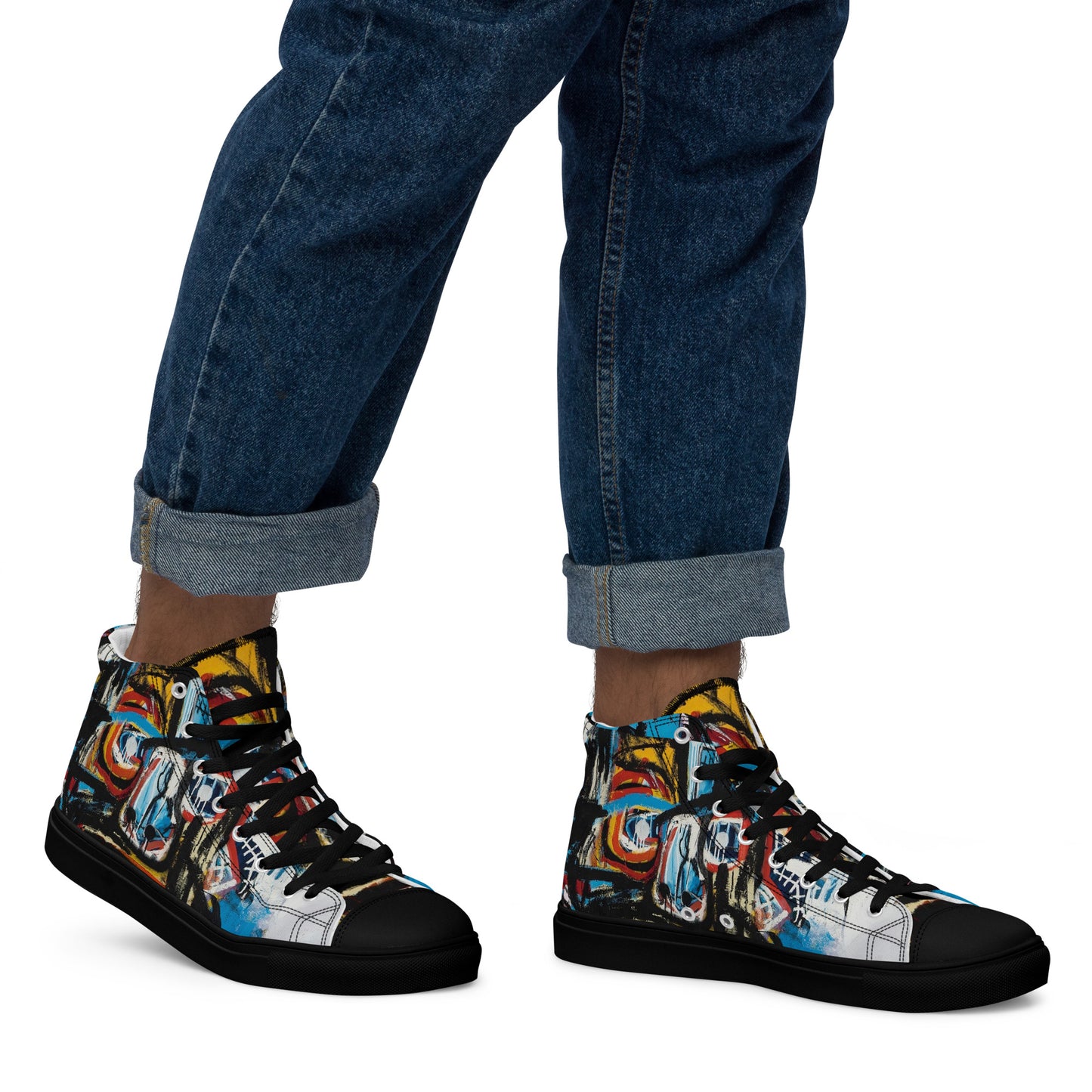 BAs Face Black sole Men’s high top canvas shoes