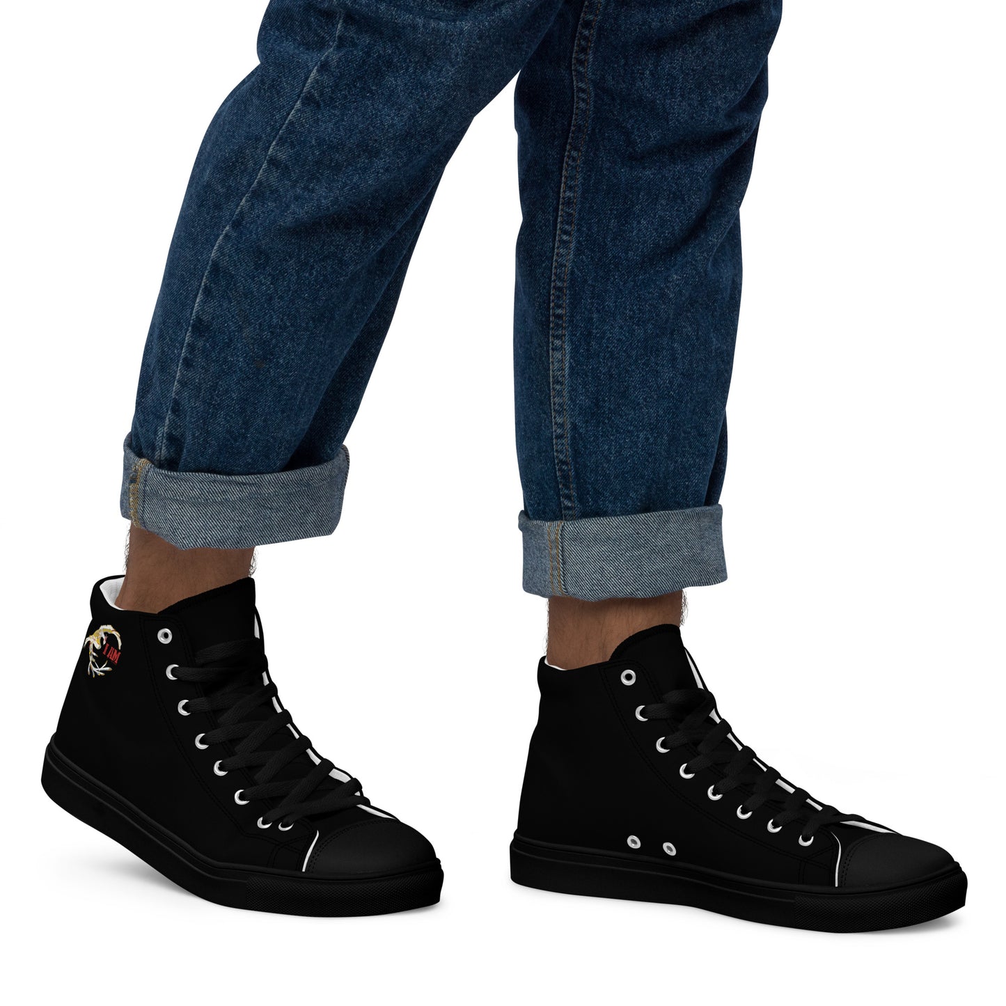 Black on Black IAM Men’s high top canvas shoes