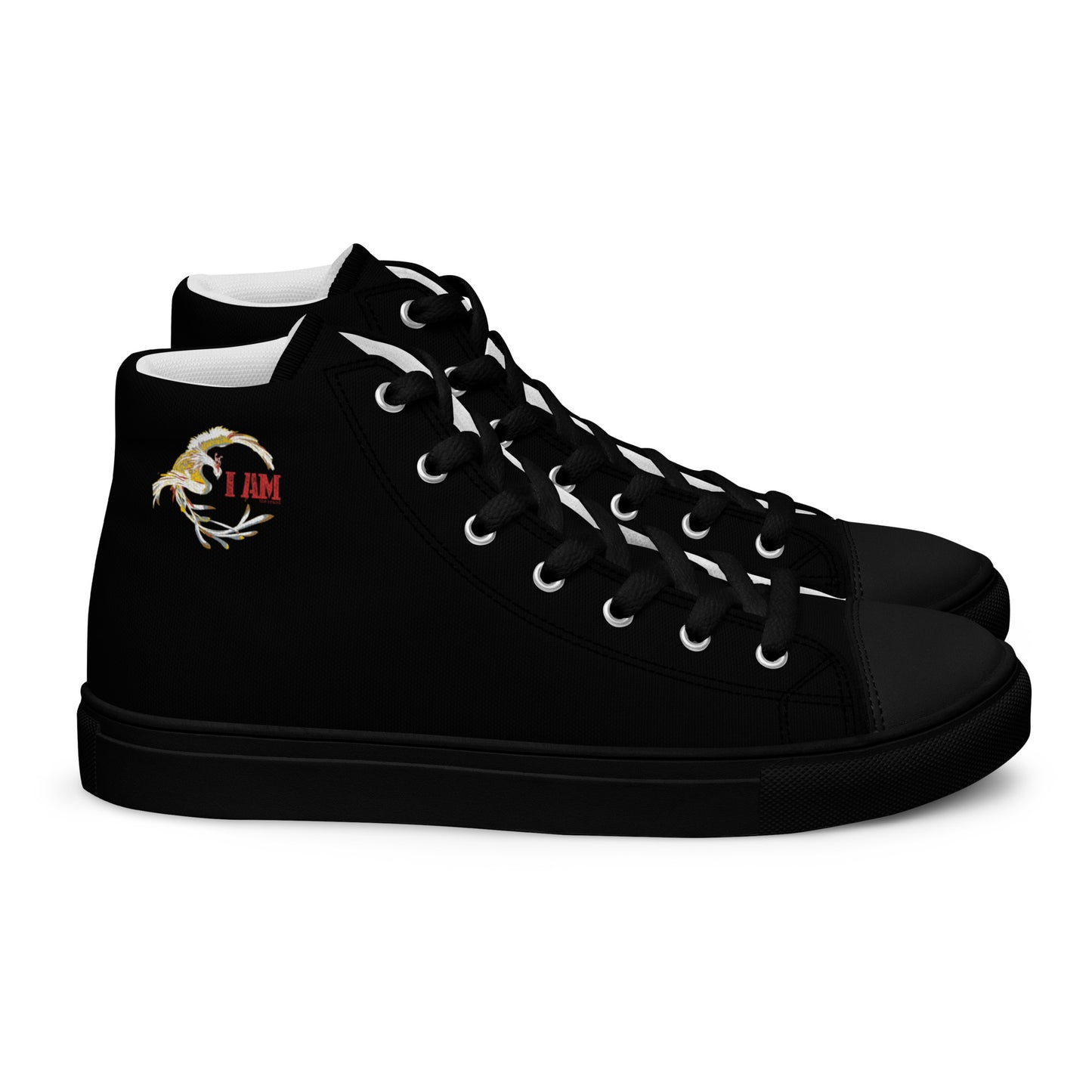 Black on Black IAM Men’s high top canvas shoes