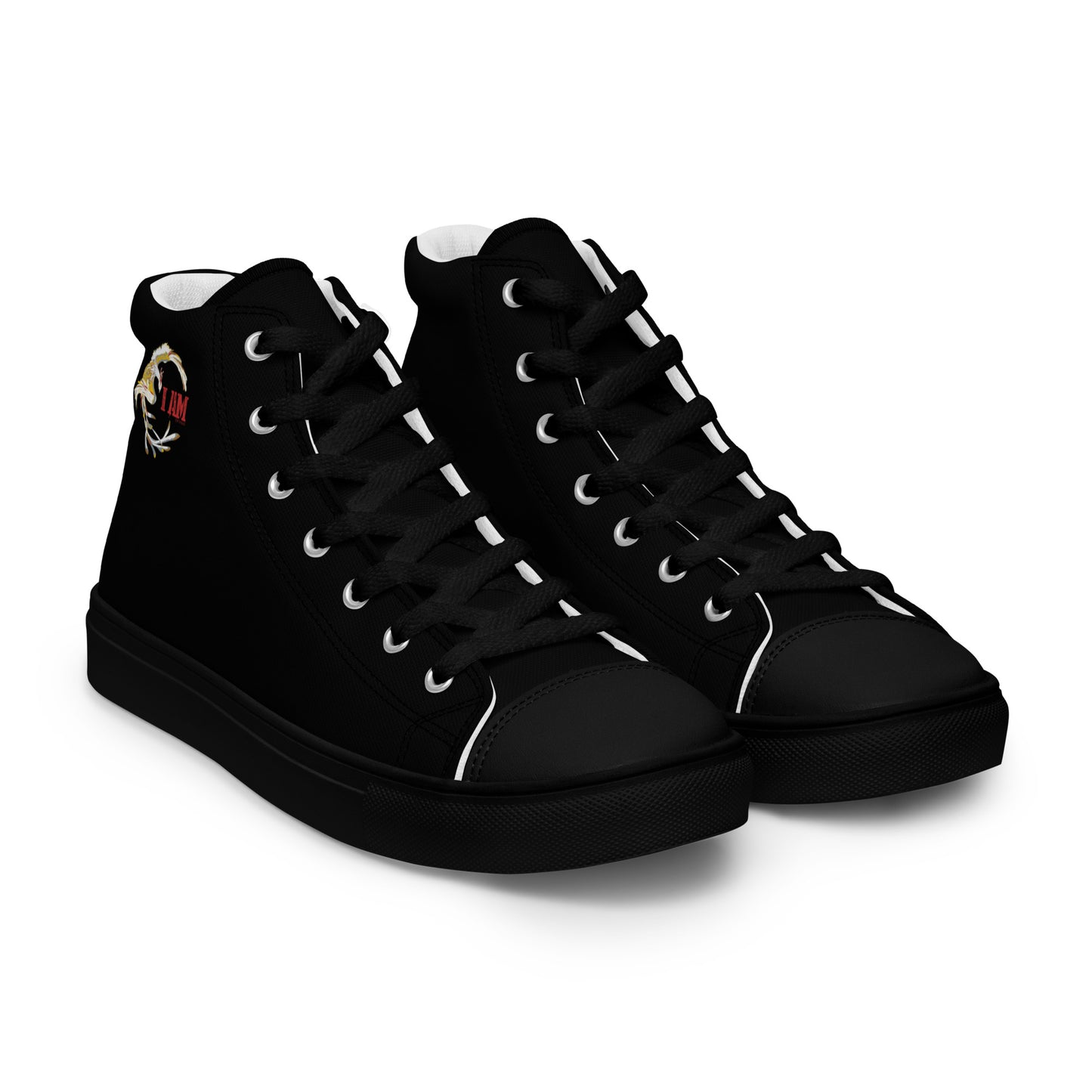 Black on Black IAM Men’s high top canvas shoes