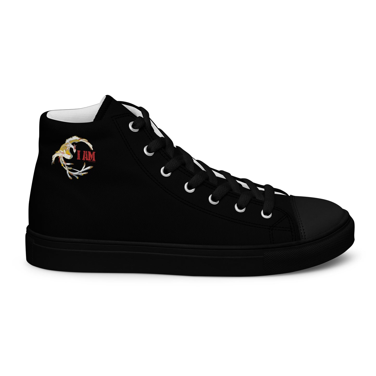 Black on Black IAM Men’s high top canvas shoes