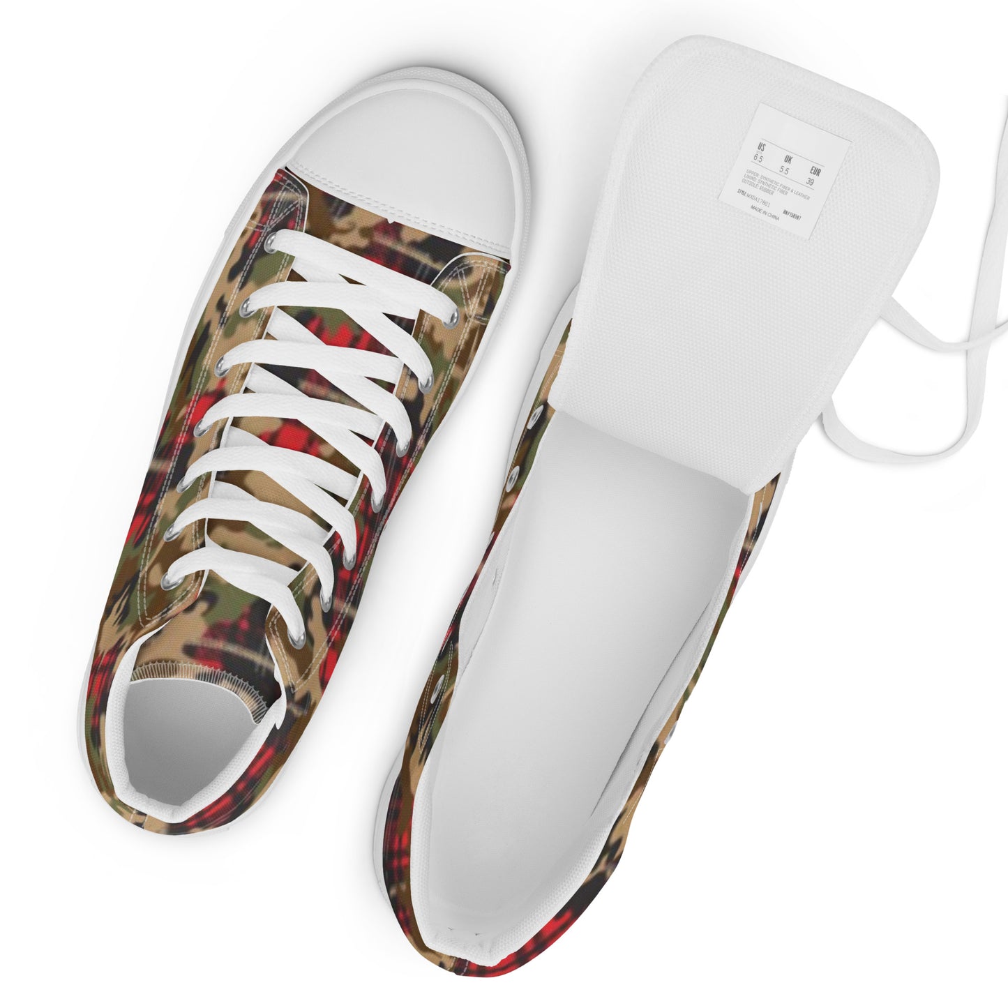 Flannel camo Men’s high top canvas shoes