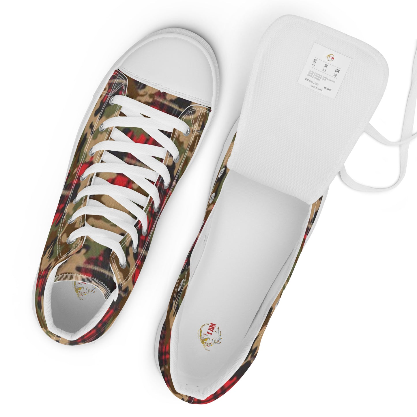 Flannel camo Men’s high top canvas shoes