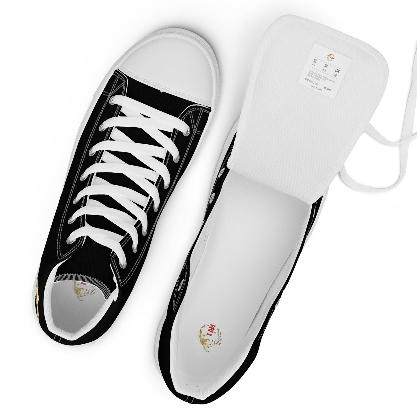 Black on Black IAM Men’s high top canvas shoes