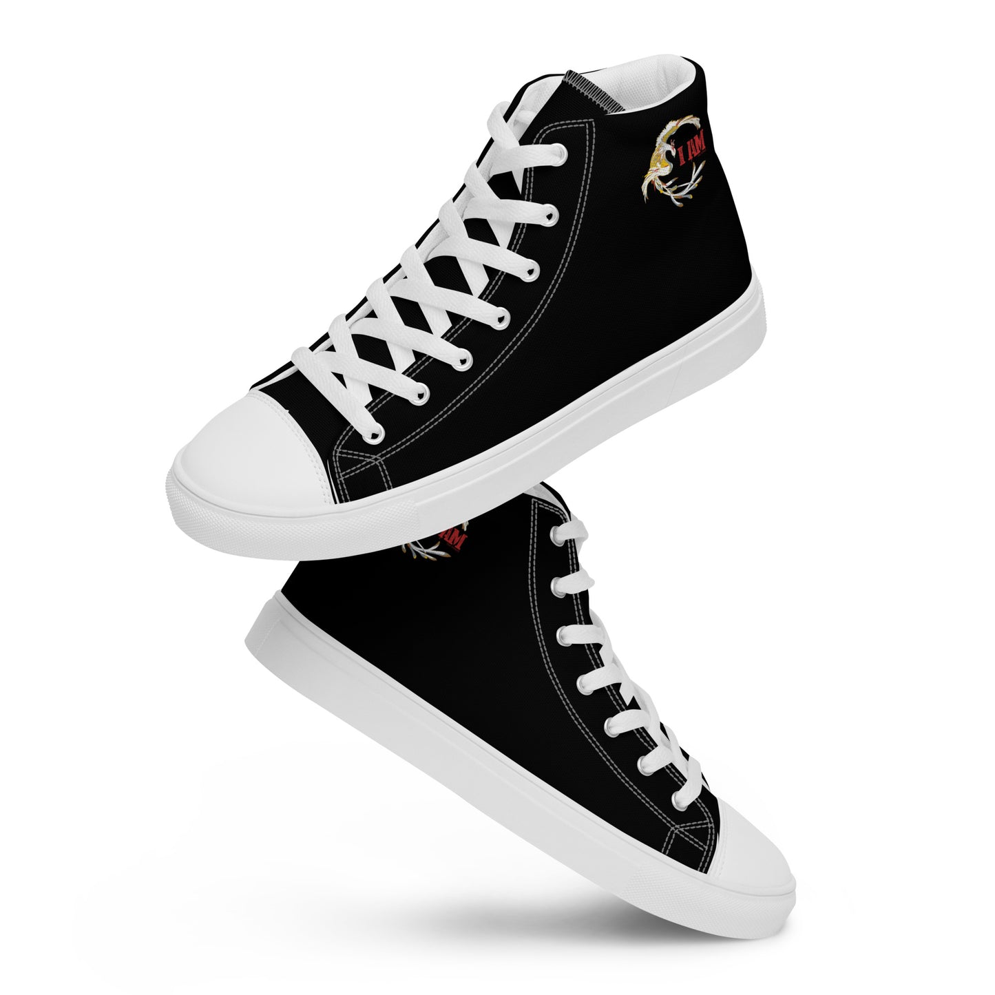 Black on Black IAM Men’s high top canvas shoes